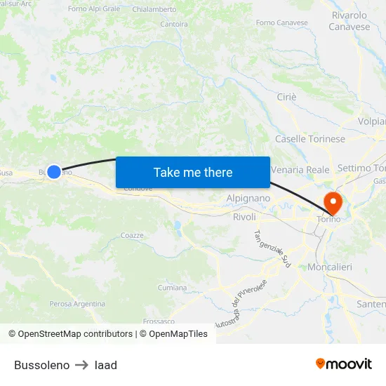 Bussoleno to Iaad map