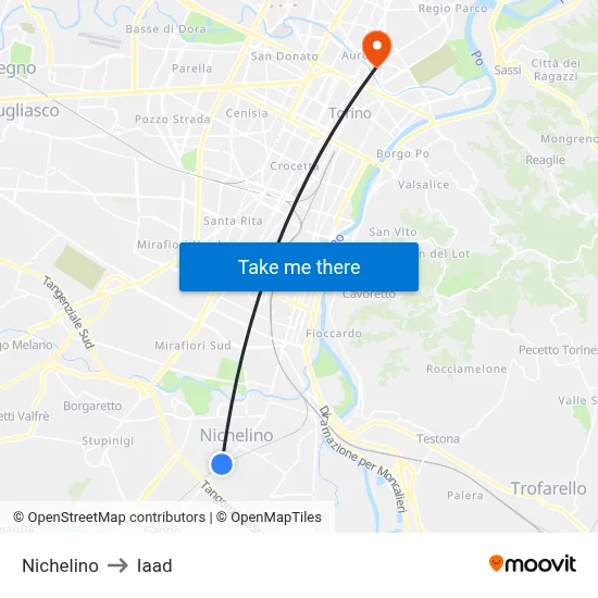 Nichelino to Iaad map
