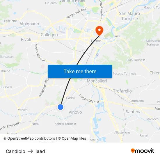 Candiolo to Iaad map