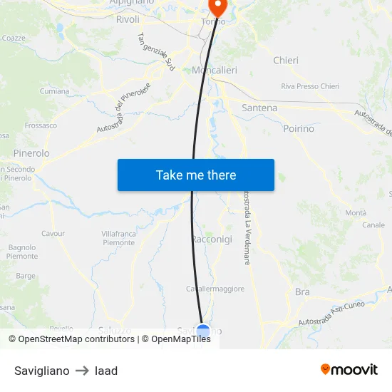 Savigliano to Iaad map