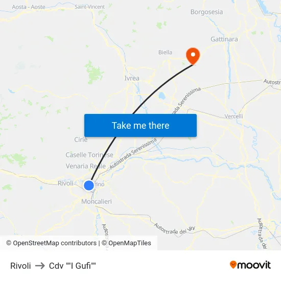Rivoli to Cdv "I Gufi" map