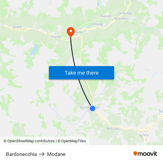 Bardonecchia to Modane map