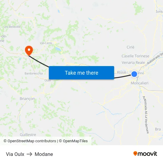 Via Oulx to Modane map