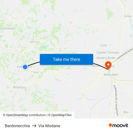 Bardonecchia to Via Modane map