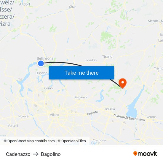 Cadenazzo to Bagolino map