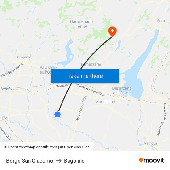 Borgo San Giacomo to Bagolino map