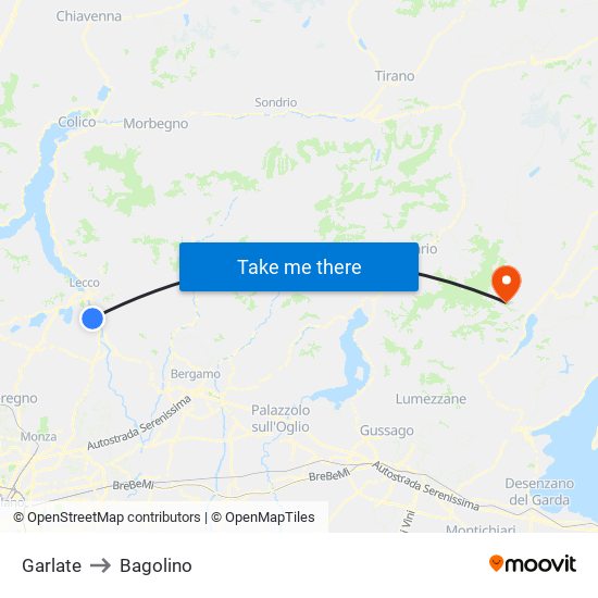 Garlate to Bagolino map