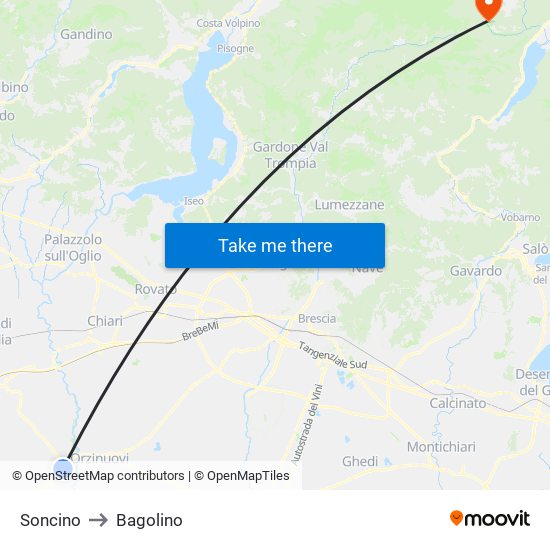 Soncino to Bagolino map