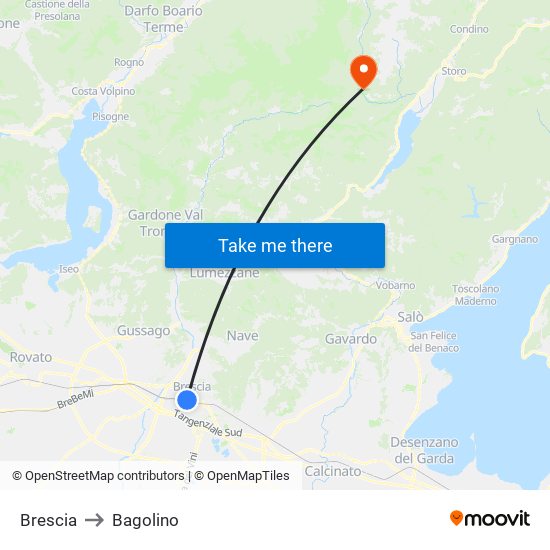 Brescia to Bagolino map