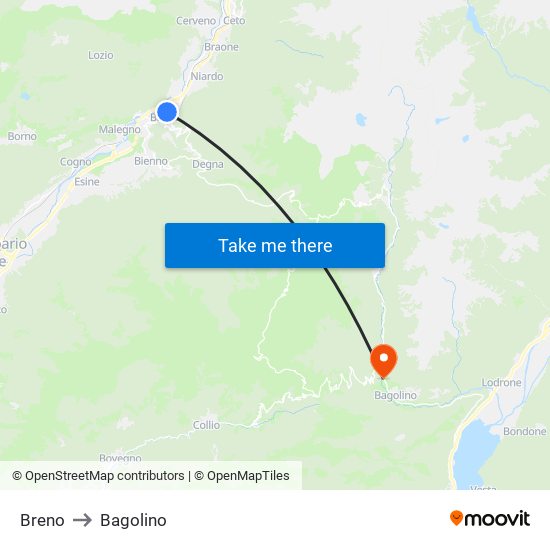 Breno to Bagolino map