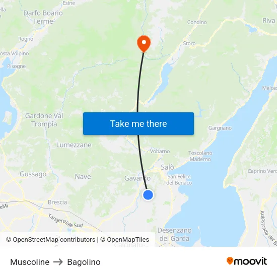 Muscoline to Bagolino map