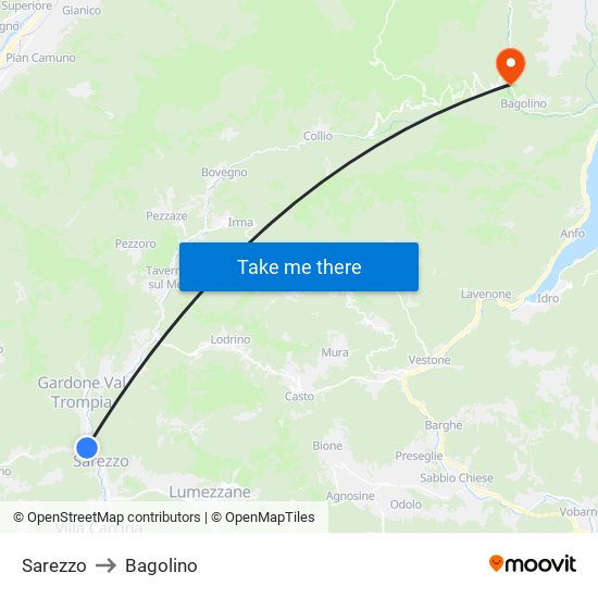Sarezzo to Bagolino map