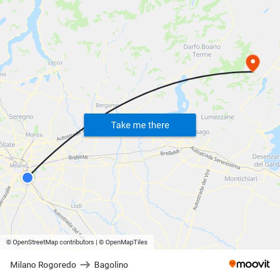 Milano Rogoredo to Bagolino map