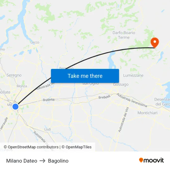 Milano Dateo to Bagolino map