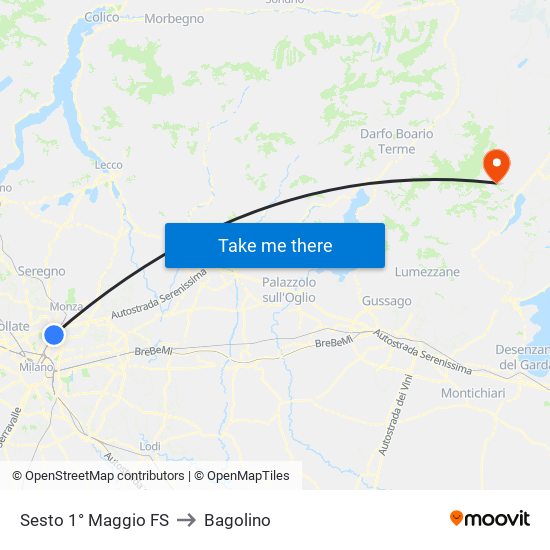 Sesto 1° Maggio FS to Bagolino map