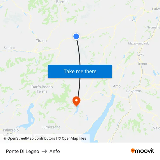 Ponte Di Legno to Anfo map