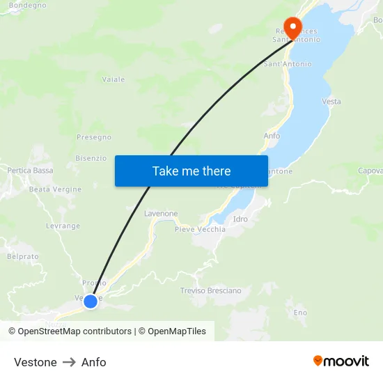 Vestone to Anfo map