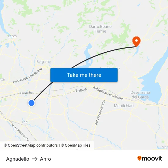 Agnadello to Anfo map
