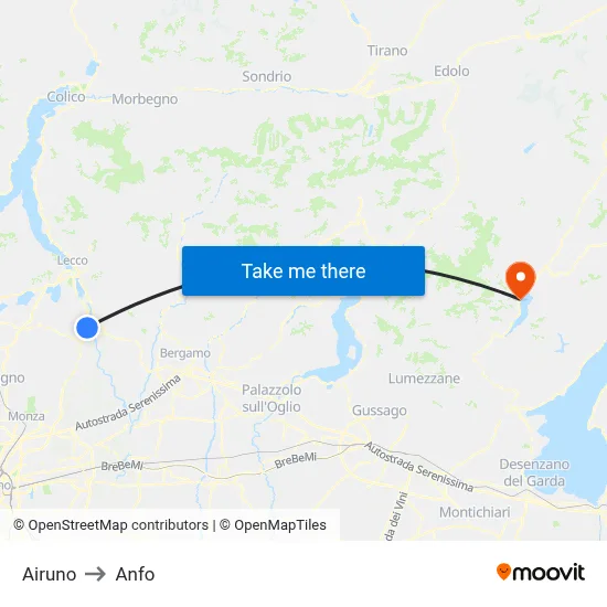 Airuno to Anfo map