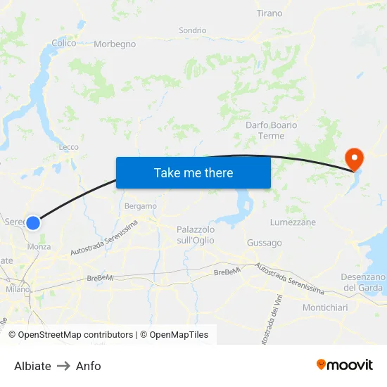 Albiate to Anfo map