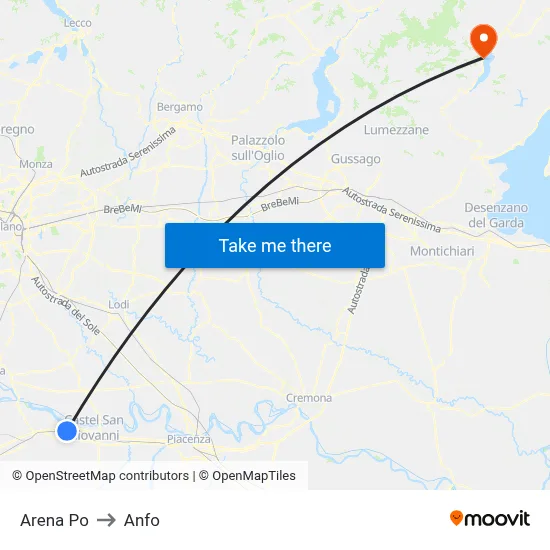 Arena Po to Anfo map
