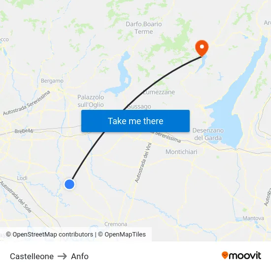 Castelleone to Anfo map