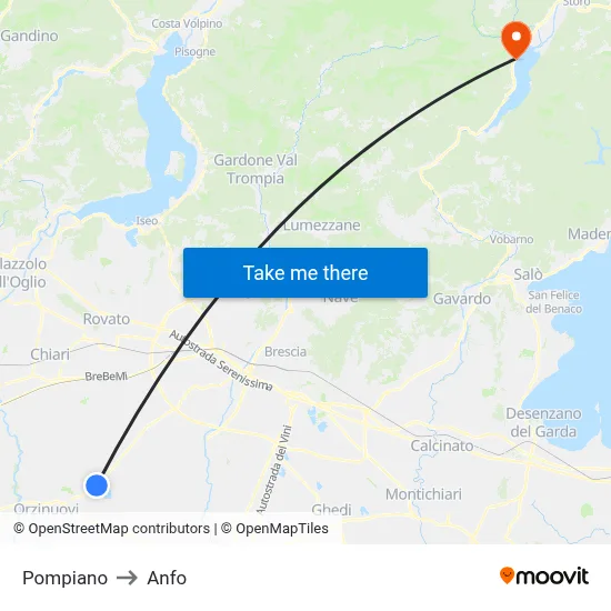 Pompiano to Anfo map