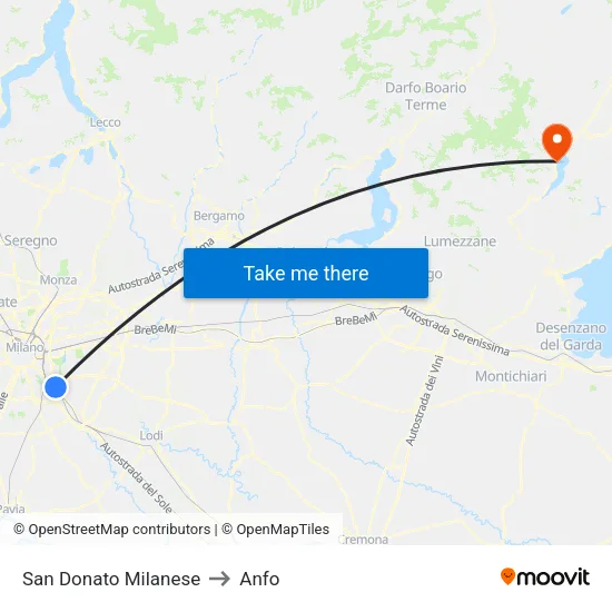 San Donato Milanese to Anfo map