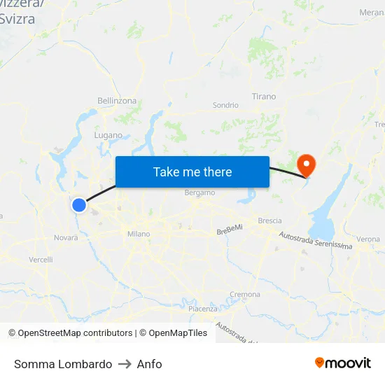 Somma Lombardo to Anfo map