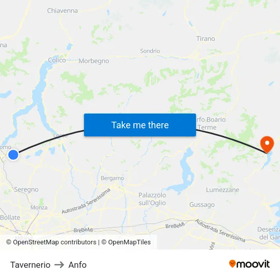 Tavernerio to Anfo map
