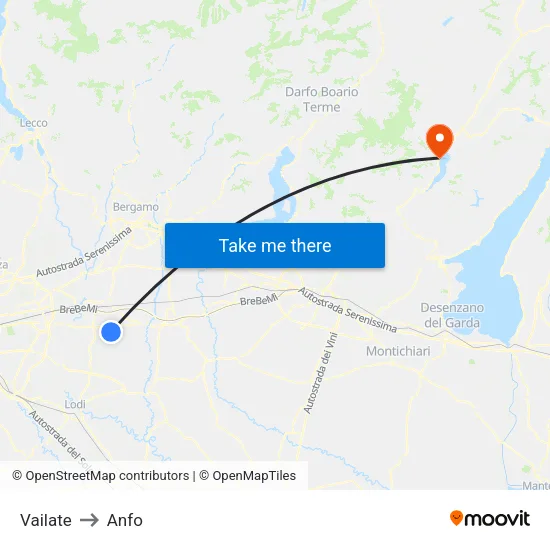 Vailate to Anfo map