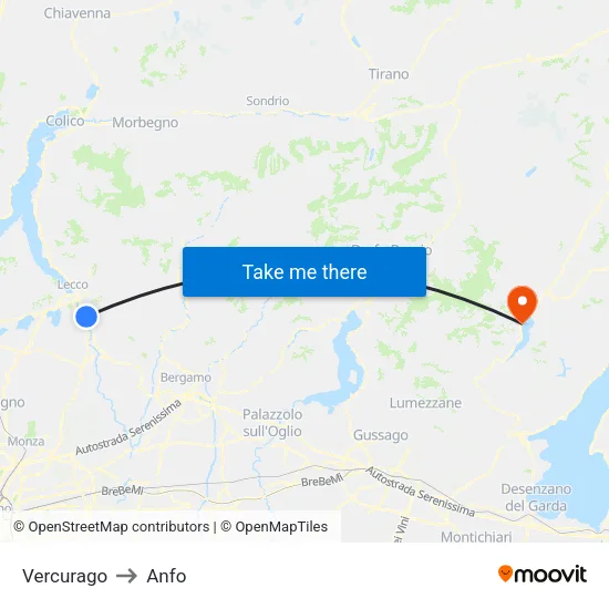 Vercurago to Anfo map