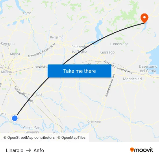 Linarolo to Anfo map