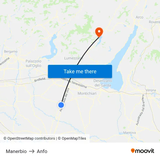Manerbio to Anfo map