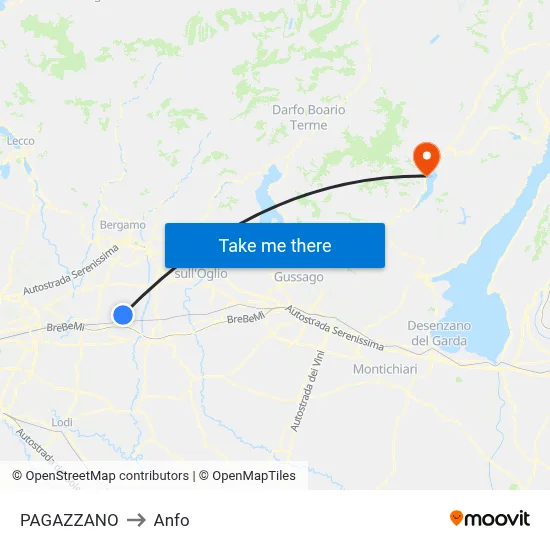 PAGAZZANO to Anfo map