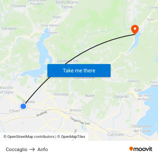 Coccaglio to Anfo map