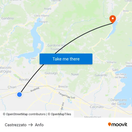 Castrezzato to Anfo map
