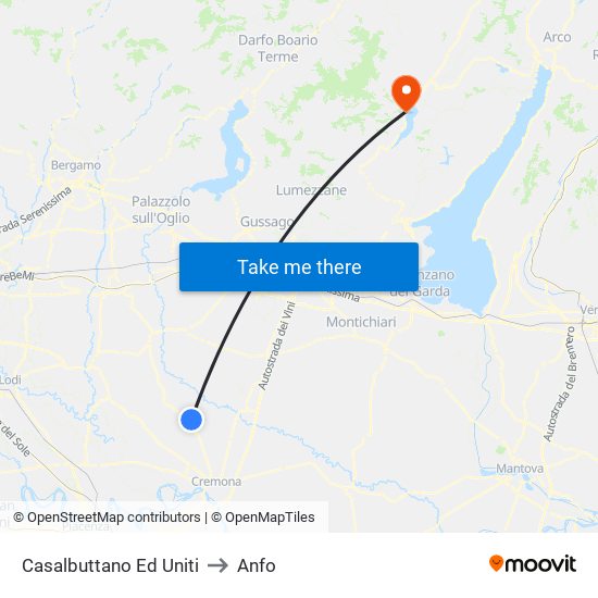 Casalbuttano Ed Uniti to Anfo map