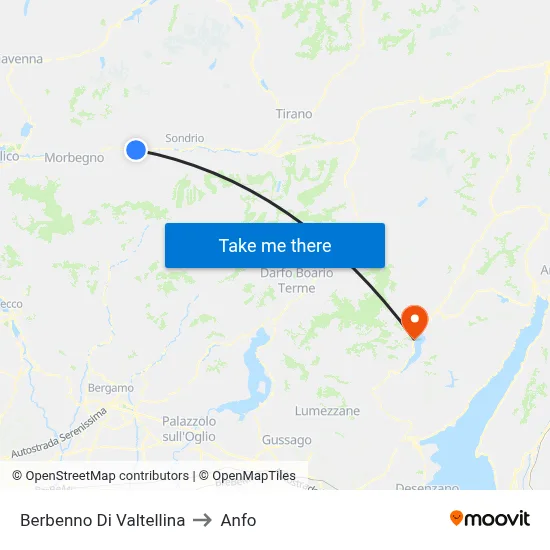 Berbenno Di Valtellina to Anfo map