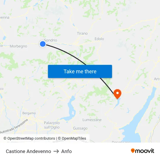 Castione Andevenno to Anfo map