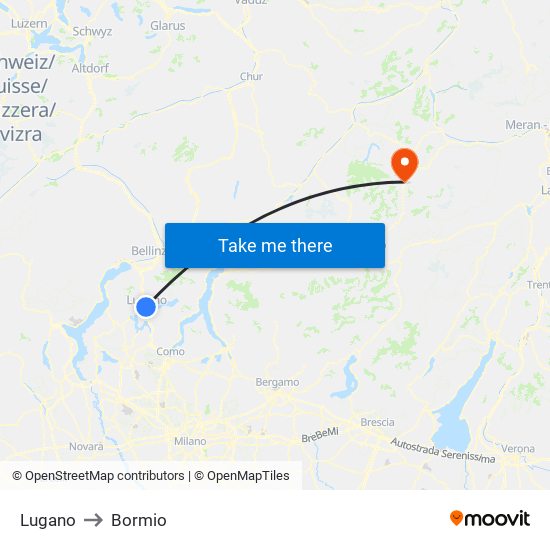 Lugano to Bormio map