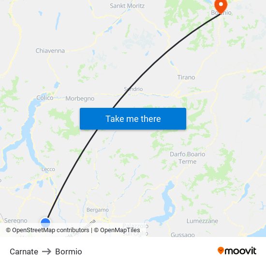 Carnate to Bormio map
