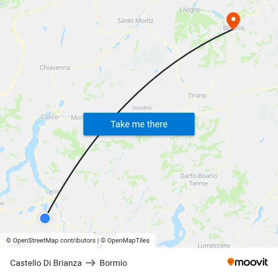 Castello di Brianza to Bormio map