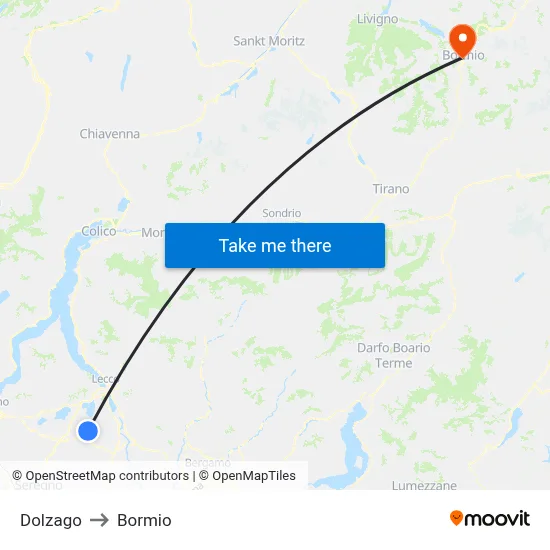 Dolzago to Bormio map