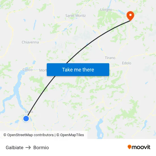 Galbiate to Bormio map