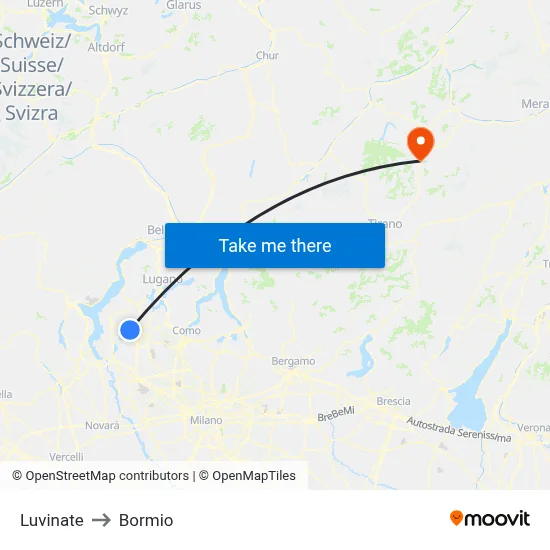 Luvinate to Bormio map