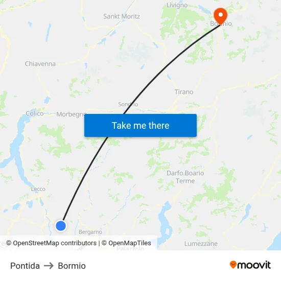 Pontida to Bormio map