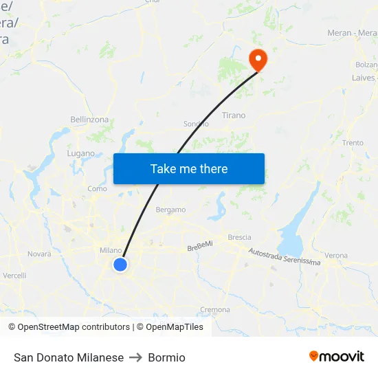 San Donato Milanese to Bormio map
