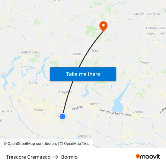 Trescore Cremasco to Bormio map