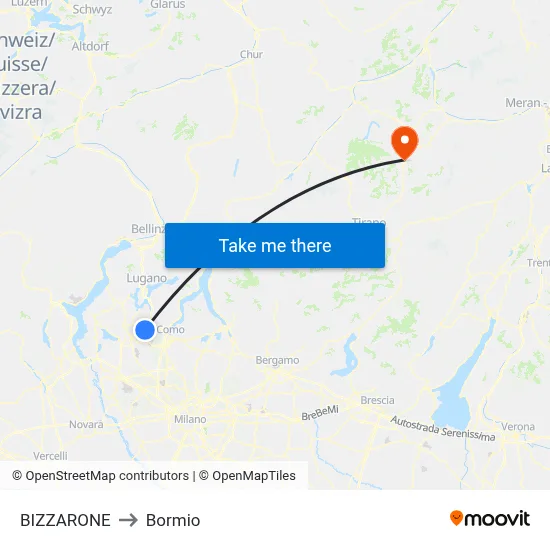 BIZZARONE to Bormio map